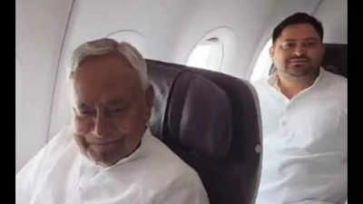 Confusion in the air: Bihar rivals Nitish Kumar and Tejashwi Yadav share charter flight to Delhi