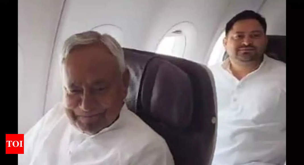 Nitish Kumar, Tejashwi Yadav share same flight to Delhi