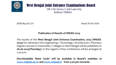 WBJEE result 2024 today at wbjeeb.nic.in: Check official notice here