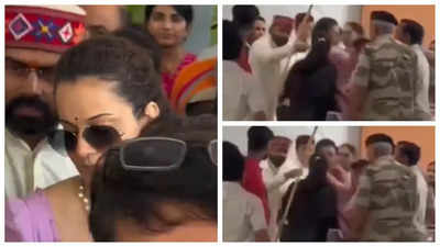 Kangana Ranaut slapped by CISF constable: Internet calls out selective outrage after man from actress' team caught slapping woman at airport- WATCH