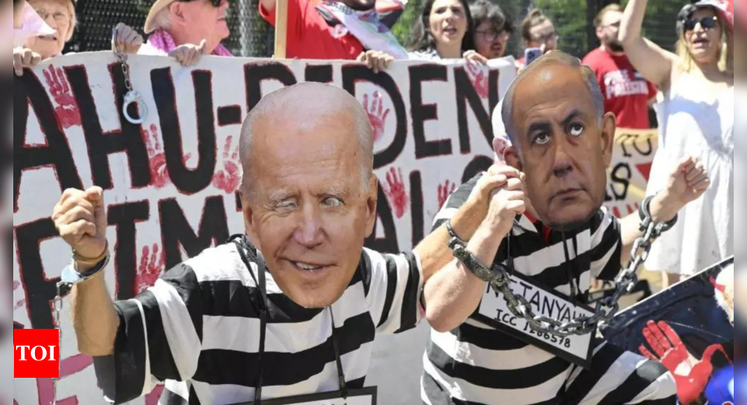 ‘Bombing children is not self-defense’: Gaza war protesters slam Biden in rally at White House – Times of India