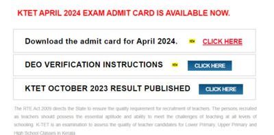 Kerala TET admit card released at ktet.kerala.gov.in: Here's the direct link to download KTET Hall Ticket 2024