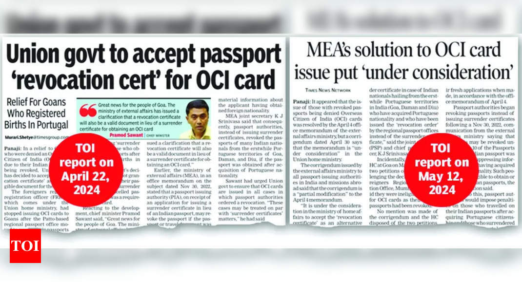 Revocation order in lieu of surrender order acceptable for OCI cards