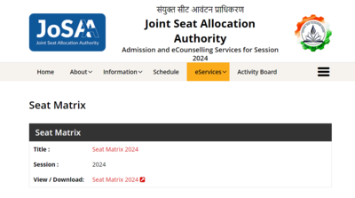 JoSAA Counselling 2024 seat matrix released, 17740 seats in offer across 23 IITs