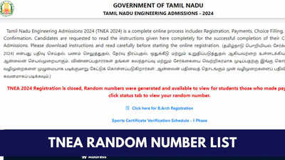 TNEA 2024 Random Number List out for TN Engineering Admission Counselling at tneaonline.org: Direct link to check