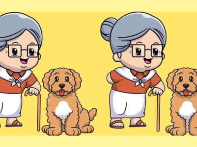 Optical Illusion: Are you smart enough to find 3 differences between the grandma and the dog?