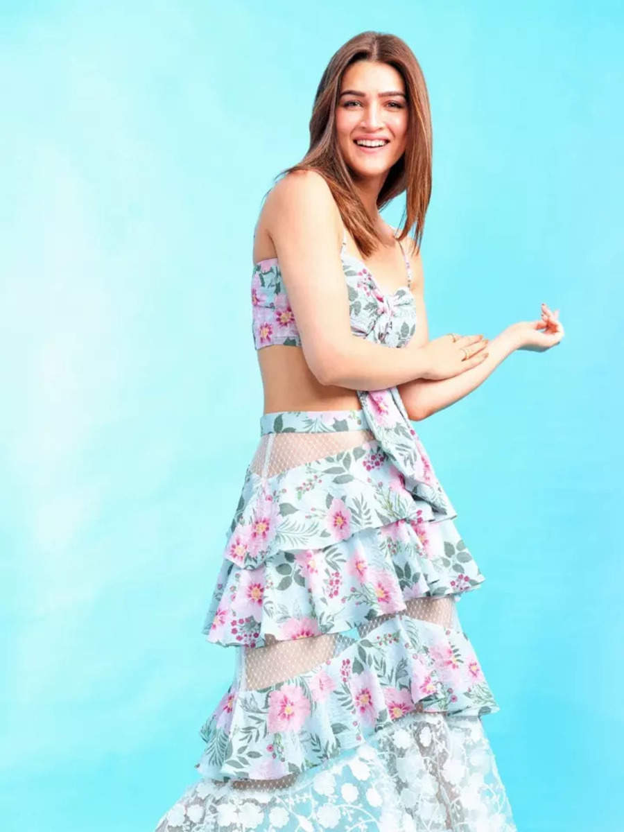 Kriti Sanon's look in a printed bralette top and frill skirt is the ...