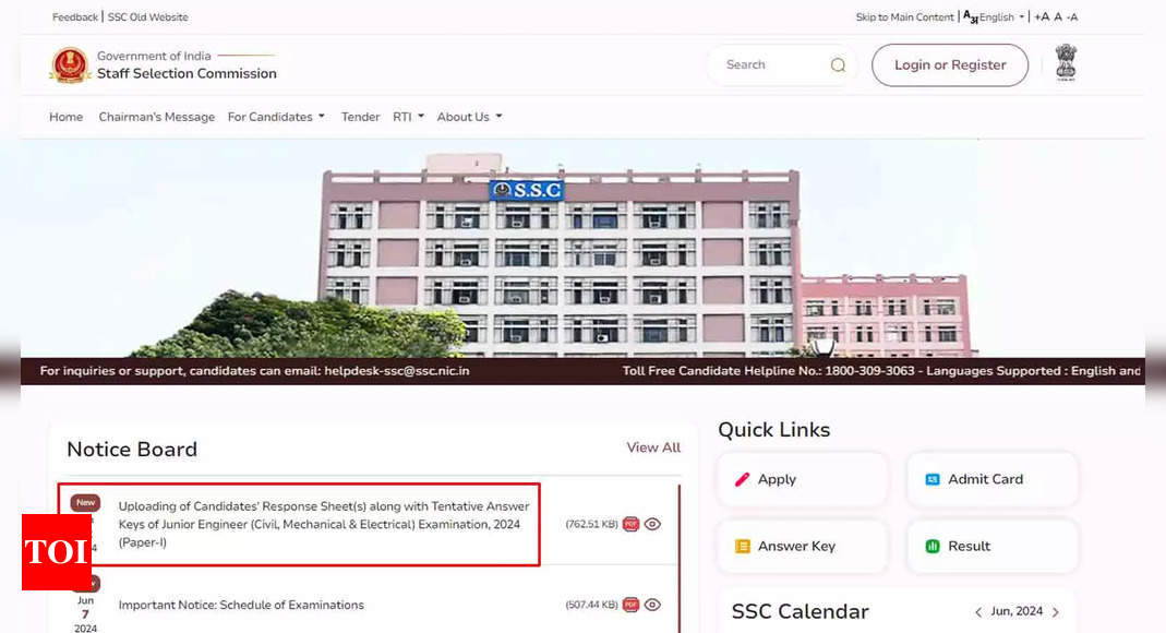 SSC JE 2024 Paper 1 Answer Key Released, Raise Objections by June 15th: Direct link