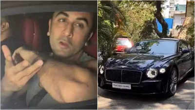 Ranbir Kapoor looks visibly miffed as paps spot him taking his new luxury car for a spin