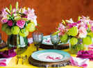 Bright linen, fresh flowers, food trivia cards: Summer style for tables