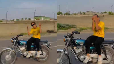 Watch: Pune woman rides Yamaha RX100 hands-free, video of dangerous stunt viral