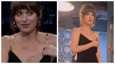 Dakota Johnson suffers a wardrobe malfunction; netizens SLAM Jimmy Kimmel for not offering actress his jacket- WATCH