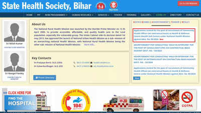 SHS Bihar CHO Recruitment 2024: Notification for 4500 Community Health Officer Posts Released; Application from July 1