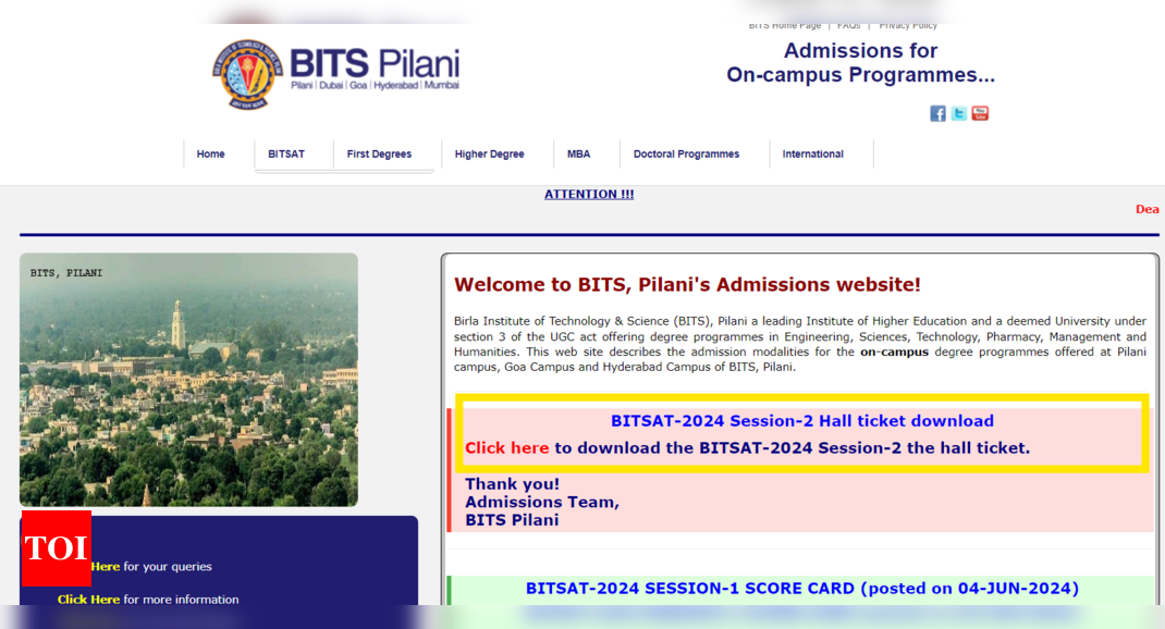 BITSAT 2024 Session 2 Admit Card out at bitsadmission.com: Direct link to download