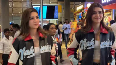 Kriti Sanon returns to Mumbai from her London vacay, flaunts a jacket worth Rs 2 lakh - WATCH video