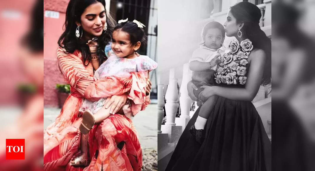 Isha Ambani’s dreamy fashion statements with children Aadiya and Krishna in tow are moments to remember