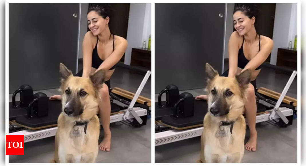 Ananya's fun Pilates session with furry pal
