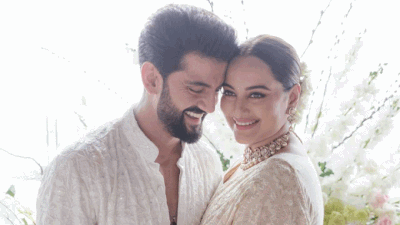 Sonakshi Sinha and Zaheer Iqbal share FIRST glimpses as husband and wife, look surreal in white, the actress holds father Shatrughan Sinha's hand - PICS inside