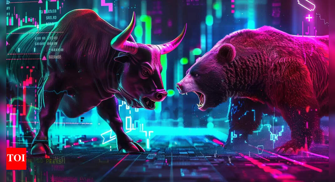 Stock market today: BSE Sensex moves below 77,000 mark; Nifty50 near 23,350 – Times of India
