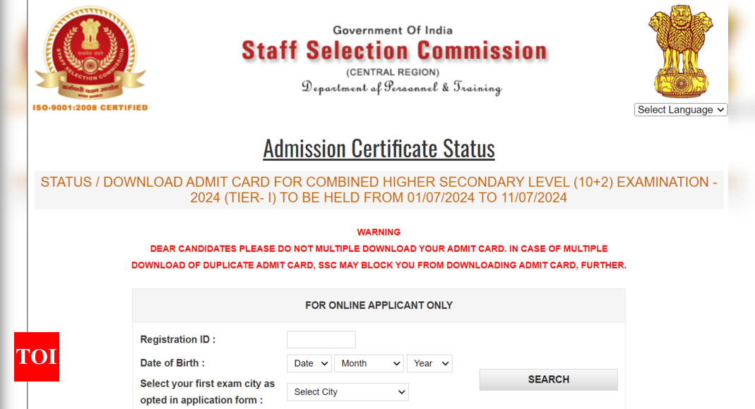 SSC CHSL 2024 Tier I admit cards out for Central, North East regions: Here’s the link to download