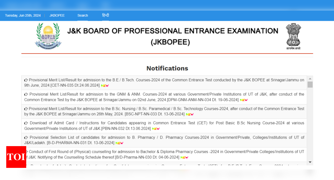 JKCET 2024 result out a jkbopee.gov.in, Krishna Magotra secures rank 1: Check merit list here