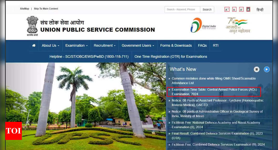 UPSC Releases Schedule for CAPF AC Exam 2024; Download Here