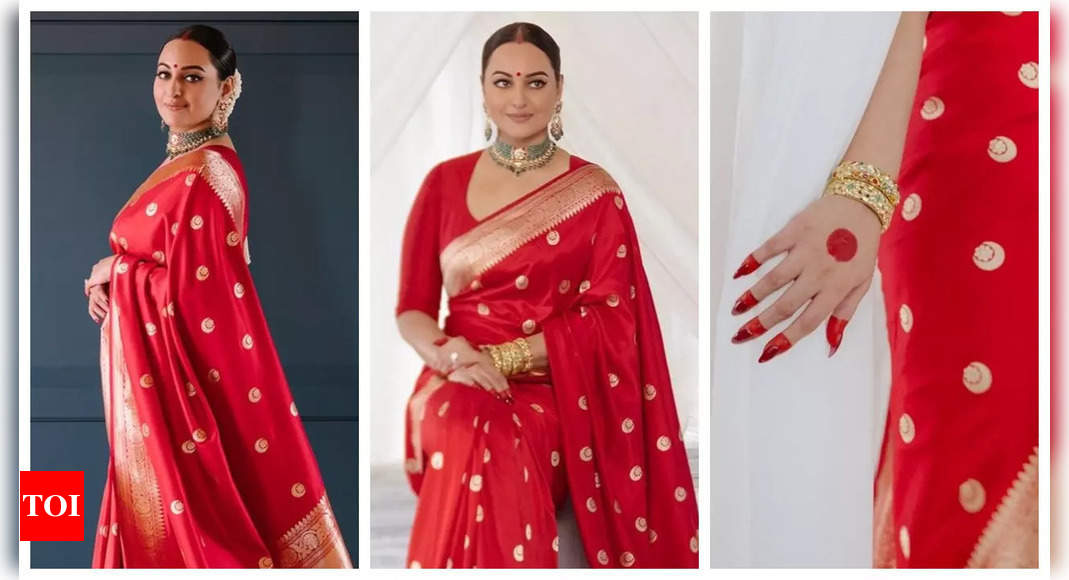 Taking closer look at Sonakshi's wedding reception look