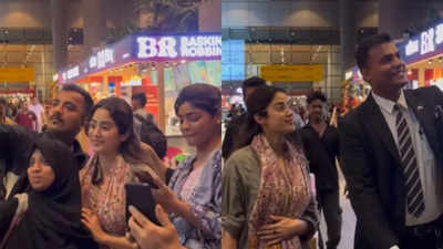 Janhvi Kapoor appears uncomfortable as fans swarm her for Selfies at Mumbai Airport; Janhvi clarified ""Mera birthday nahi hai "