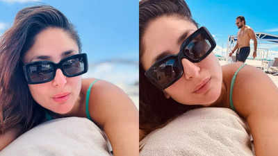 Saif Ali Khan photobombs wife Kareena Kapoor’s beach selfie from London - See photos