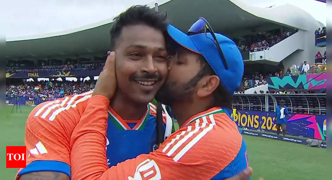 Jay Shah hugs, lifts Hardik, Rohit kisses him after India's title triumph
