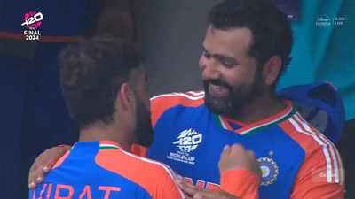 A sigh of relief! Rohit Sharma and Virat Kohli share a hug of a ...