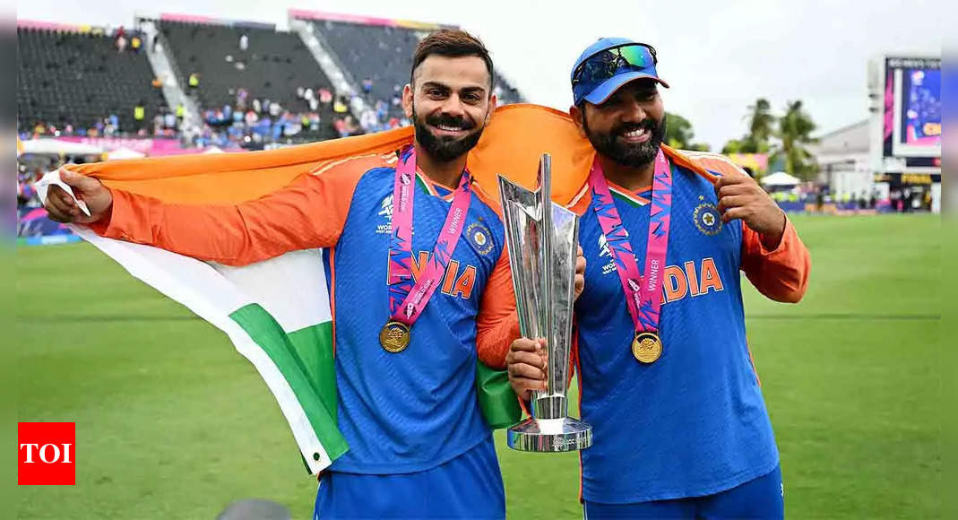 Kohli and Rohit Celebrate T20 World Cup Triumph With Indian Flag Before Retirement