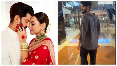 Sonakshi Sinha shares video of Zaheer Iqbal carrying her sandals in hand as they went shopping; calls him 'greenest flag ever' - See photos