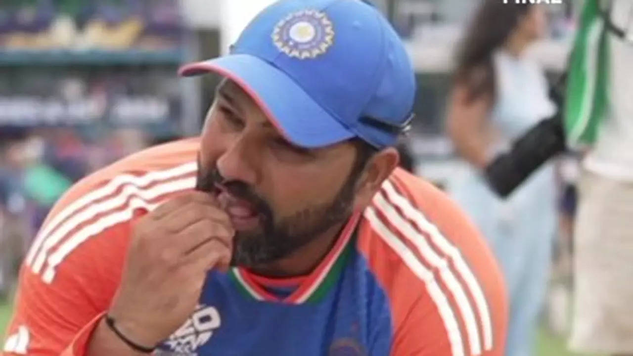 Watch: Rohit Sharma reveals why he ate a speck of soil from Barbados pitch after India’s T20 World Cup victory – Times of India