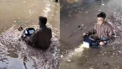 Vadodara youth rides submarine Ola electric scooter in flooded street: Risks explained
