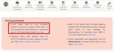CDAC C-CAT admit card 2024 released released at cdac.in, exam on July 6: Direct link to download hall tickets