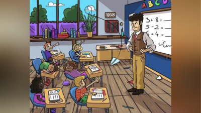 Optical illusion: Can you find the hidden sunglasses in this classroom?