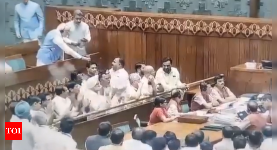 Watch: PM Modi offers water to opposition MP amid constant sloganeering in Lok Sabha | India News – Times of India