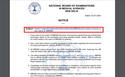 NEET PG exam date soon: NBEMS warns against spoof notices and social media content, check notice here
