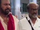 Mohan Babu receives Rajinikanth at the Hyderabad airport as the 'Jailer' actor arrives for the 'Coolie' shoot