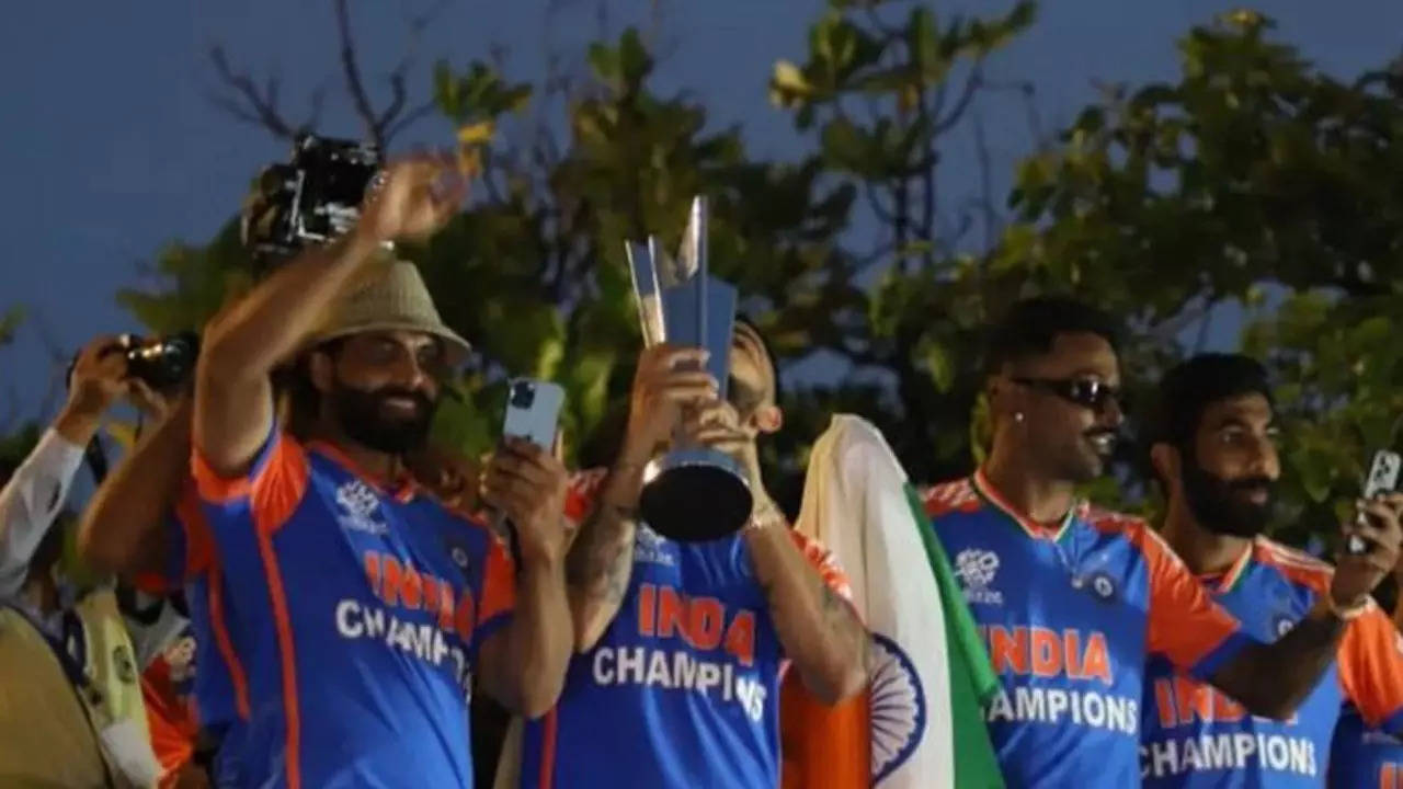 Watch: Team India’s new ‘Champions’, ‘two-star’ jersey for victory lap – Times of India