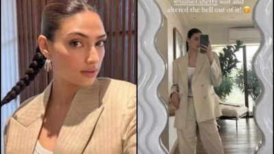 Athiya Shetty steals and alters the hell out of her dad Suneil Shetty's suit, gives boss lady vibes