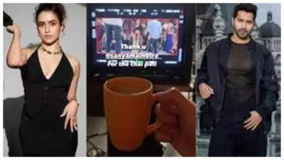 Sanya Malhotra, Varun Dhawan bond over cup of tea on set of 'Sunny Sanskari Ki Tulsi Kumari'