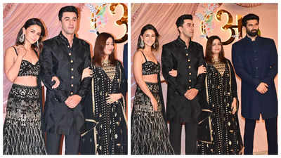 Alia Bhatt and Ranbir Kapoor twin in traditional black outfits as they grace Anant Ambani and Radhika Merchant s sangeet ceremony See photos Times of India