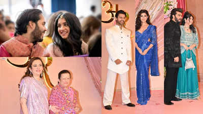 Janhvi Kapoor-Shikhar Pahariya, Vedang Raina, Navya Nanda and other celebs grace Anant Ambani and Radhika Merchant's sangeet ceremony in style