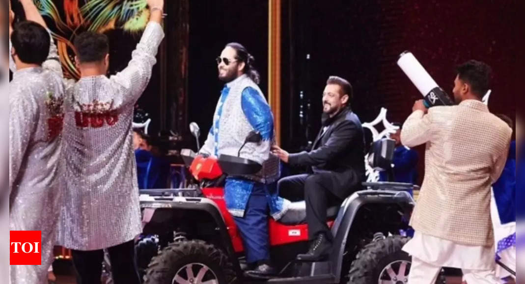 Salman Khan makes a grand entry with Anant Ambani for the sangeet ceremony; grooves to the iconic ‘O Oh Jaane Jaana’ song – Watch | Hindi Movie News