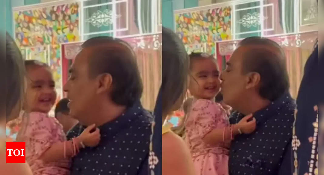 Mukesh Ambani’s adorable moments with granddaughter Aadiya from Anant Ambani and Radhika Merchant’s sangeet melts hearts | Hindi Movie News