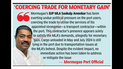 BJP MLA Amonkar threatens cos, puts Goa port ops at risk