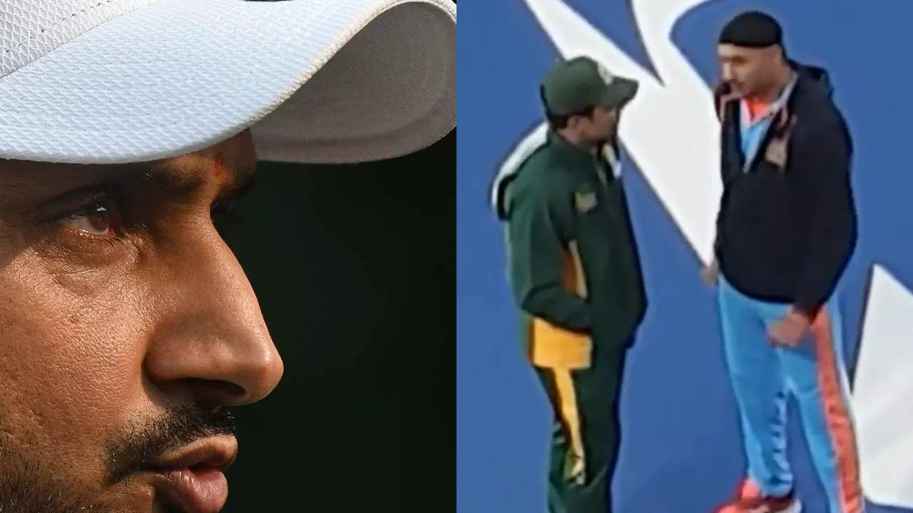 Watch: Harbhajan Singh, Kamran Akmal come face to face in India vs Pakistan WCL game after row over comment on Sikhs – Times of India