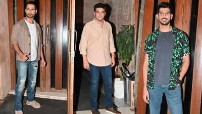 Shahid Kapoor, Pavail Gulati, Siddharth Roy Kapur celebrates the wrap-up of Rosshan Andrrews' film 'Deva'